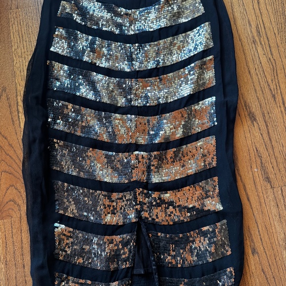 Sequin knee length skirt black with gold sequins - Picture 1 of 4
